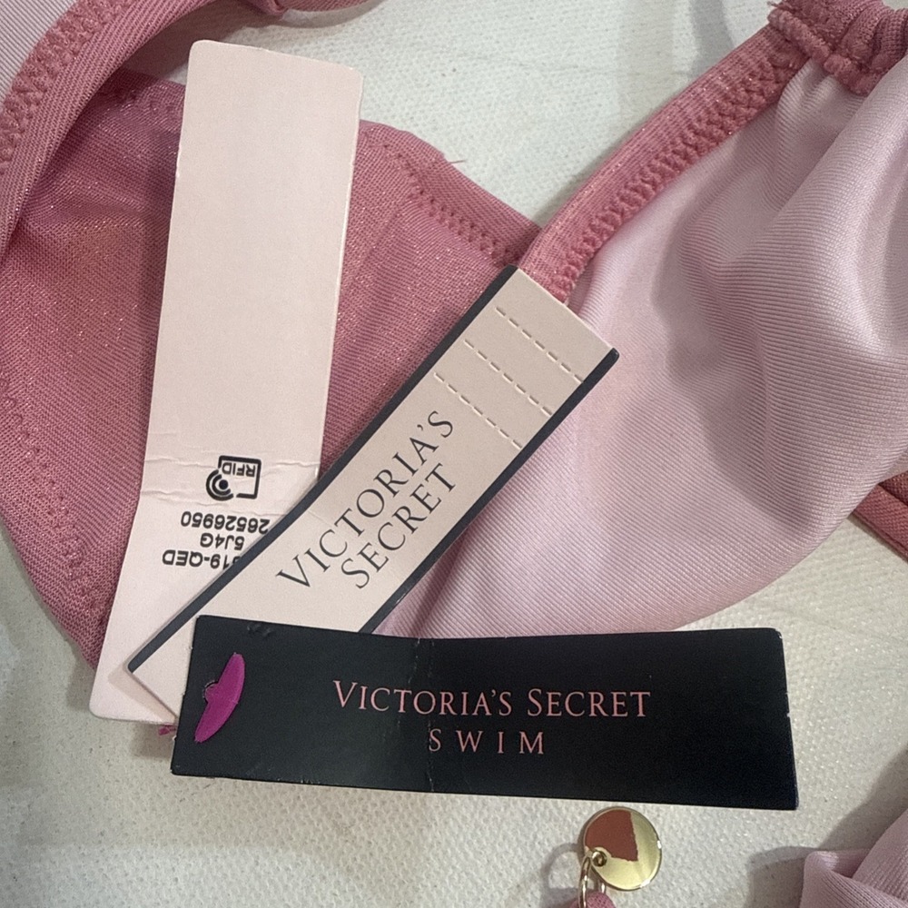 Victoria's Secret Swim Halter One-Piece Swimsuit Shine Sexy Pink Size Small - Picture 7 of 9